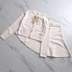 Her lip to Frill Ribbon Knit Jacket Set