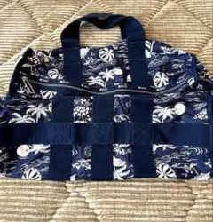 美品 フェラガモ トートバッグ 折り畳み 花柄 魚柄 ブルー 大容量 エコ 