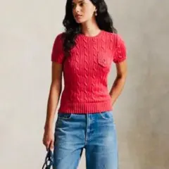 【美品】✨ポロラルフローレン ピマコットン ケーブルニット 半袖　M