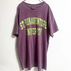カレッジロゴ　半袖Tシャツ　パープル　セントボナベンチャー大学　古着　ギルダン