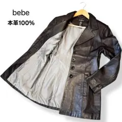 良品✨bebe 本革レザージャケット 黒 S ミドル丈 きれいめ 美シルエット