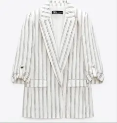 ZARA テーラードジャケット ホワイト/ストライプのサムネイル