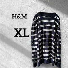 海外古着♡H&M ネイビー/ホワイトボーダー長袖セーター US XL