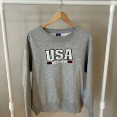 【チャンピオン】USAロゴ刺繍 スウェット グレー トレーナー 裏毛 古着