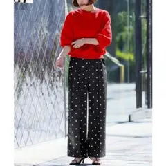 ELFRANKドットジャガードセミワイドタックパンツ