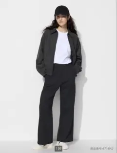 UNIQLO ドライスウェットワイドパンツ　ブラック【M】