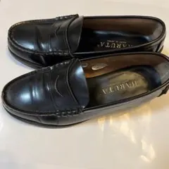本革HARUTA ブラックレザー ローファー23EEE