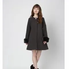 dazzlin ノーカラーコート グレー ファー