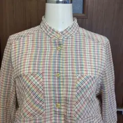 新品タグ付き昭和レトロ長袖ワンピースvintage日本製サイズ11レインボー色