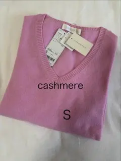 未使用ユニクロカシミヤVネックニットピンクS ネックセーター