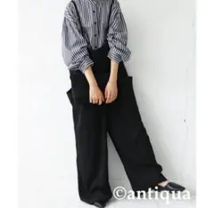 antiqua ビックポケットサロペット ワイドシルエットパンツ