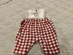 美品　futafuta ロンパース　赤　白　チェック　70㎝　フタフタ