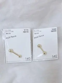 ステンレス製　ストレートピアス　14G