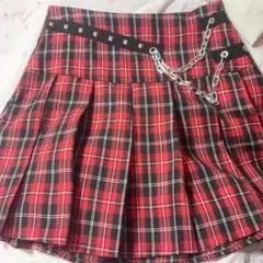 SHEIN 赤チェック プリーツミニスカート パンク