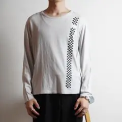 COMME CA ISM フラッグチェック柄ロングTシャツ 白/OW11のサムネイル