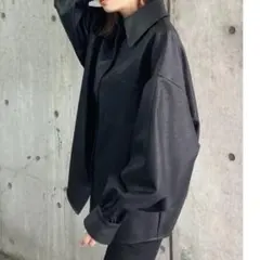EMODA フェイクレザー オーバーサイズシャツ ブラックのサムネイル
