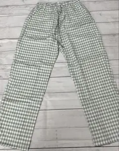 大人気✨ ギンガムチェック パンツ パジャマ ルームウェア 綿100% XL 緑のサムネイル