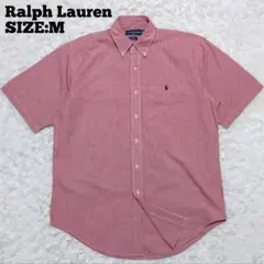 Ralph Lauren♦90s ポニー刺繍 ギンガムチェック 半袖シャツ M
