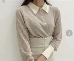 COCODEAL 千鳥柄 ニット ポロニット ココディール