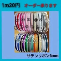 サテンリボン 6mm 24色 各1m 24m