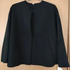 新品未使用★ミラオーウェン★ノーカラーハーフコート　黒　タグ付き