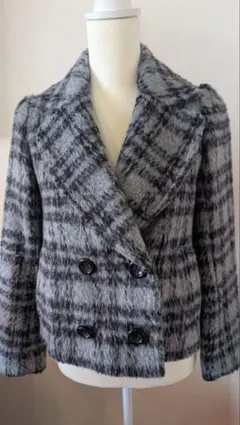 グレー系チェック柄ダブルブレストジャケット
