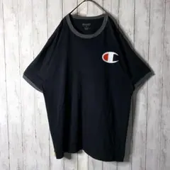 チャンピオン リンガー Tシャツ 刺繍 ブラック ビッグシルエット バイカラー