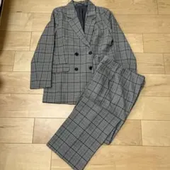 チェック柄 ダブルブレストセットアップ　GU