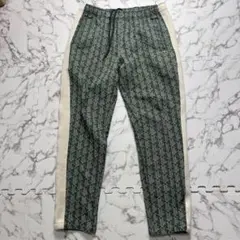L相当/極美品✨ラコステ ジャガード モノグラム トラックパンツ 緑 ロゴ