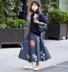 Ameri VINTAGE AMANDA FLARE SKIRT ブラック