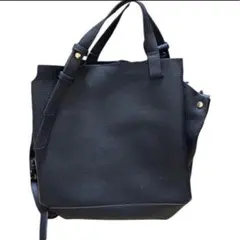 GLOBAL WORK ブラック レザー トートバッグ