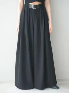 ベルト付きタックベルトループワイドパンツ S ブラック Lumier リュミエ