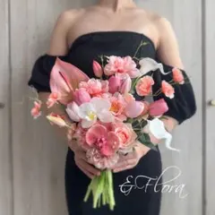 【ブートニア付き】ウェディングブーケ　アーティフィシャルフラワー　チューリップ