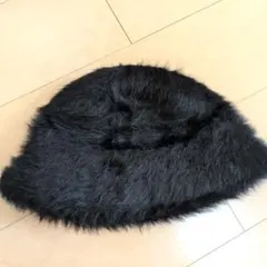 【GU】トレンド♡ シャギー バケットハット ブラック ファーハット 小顔効果