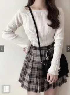 GRL スクエアネックリブニットトップス[rut072] Lサイズ