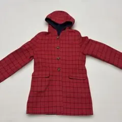 East Boy フード付き赤色チェックコート