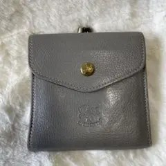 イルビゾンテ　がま口　二つ折財布　レザー　グレー