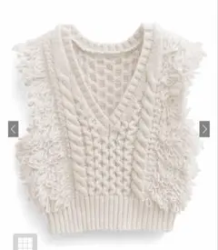 GRL フリンジケーブルニットベスト アイボリー フリーサイズ
