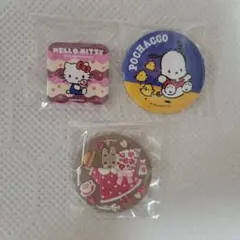 【新品】サンリオ　刺繍缶バッジ、缶バッジ 3点セット