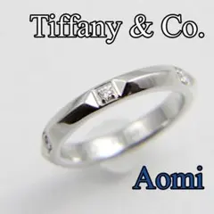 【磨き済み】ティファニー トゥルーバンドリング　ダイヤ5p　Pt950 3.5号