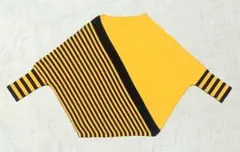 イエロー ブラック ストライプニットセーター