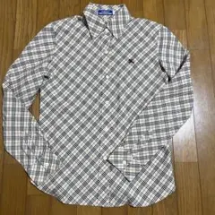 日本製☆バーバリーブルーレーベル チェック柄シャツ 38 赤紫 ボルドー 