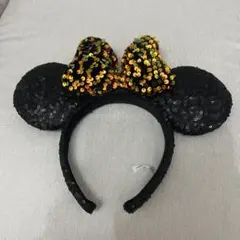 ディズニー カチューシャ スパンコール ブラック ハロウィーン　ミニー