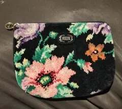 FEILER 花柄ポーチ 黒