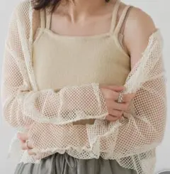 kastane メッシュ2WAYプルオーバー　アイボリー