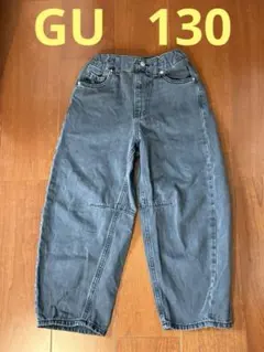 GU ガールズバレルレッグジーンズ （ラインストーン）130cm