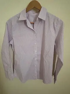 紫と白のストライプ 長袖シャツ Mサイズ