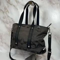 COACH ショルダーバッグ 2way シグネチャー キャンバス ブラック