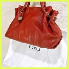 フルラ FURLA レッド本革 ハンドバッグ 肩がけ ✧