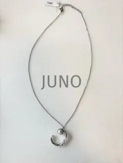 【JUNO】 パール付き三日月型 シルバーネックレス ☆新品未使用☆ タグ付き